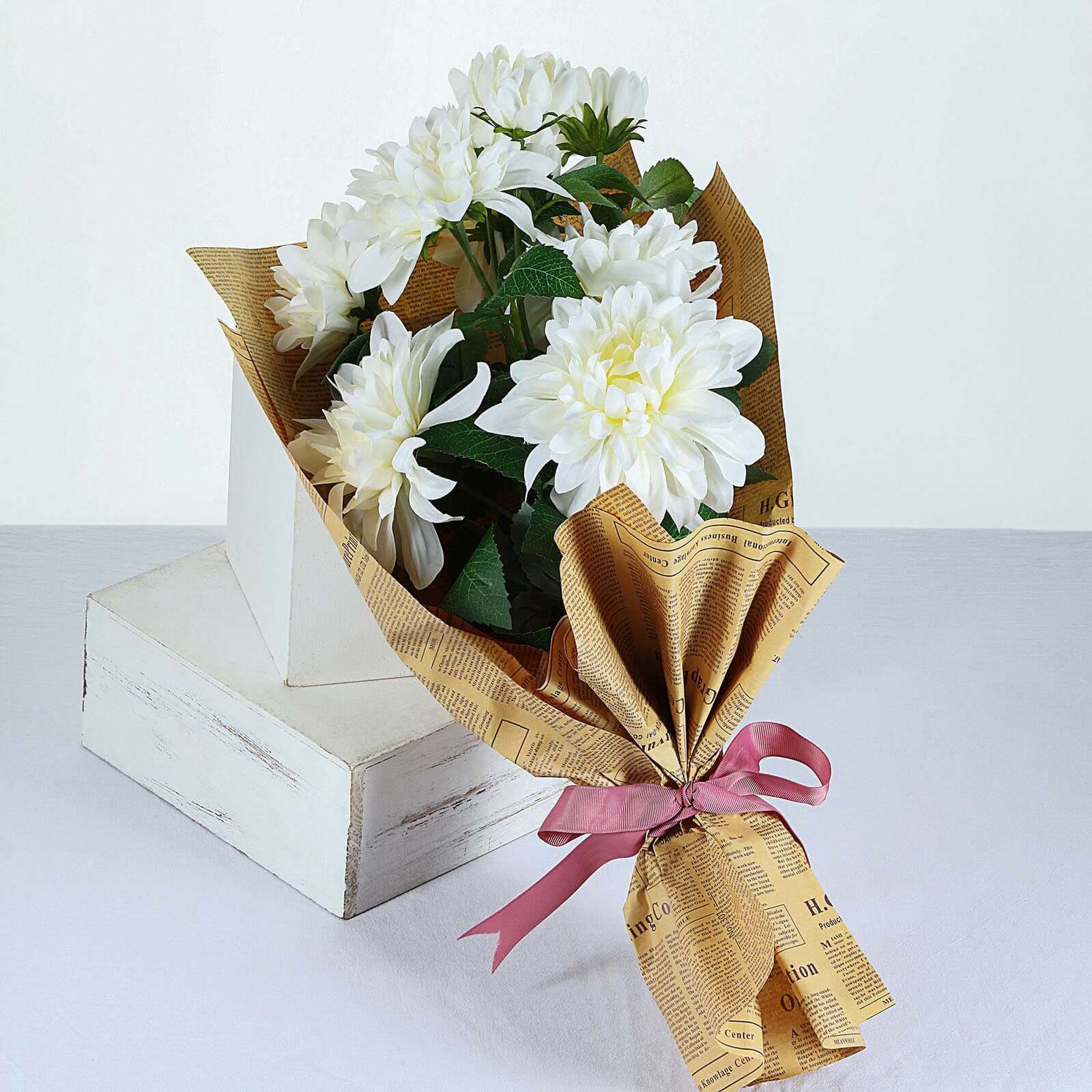 30-Inch Tall Ivory Silk Faux Dahlia Flower Stems for Stunning Arrangements
