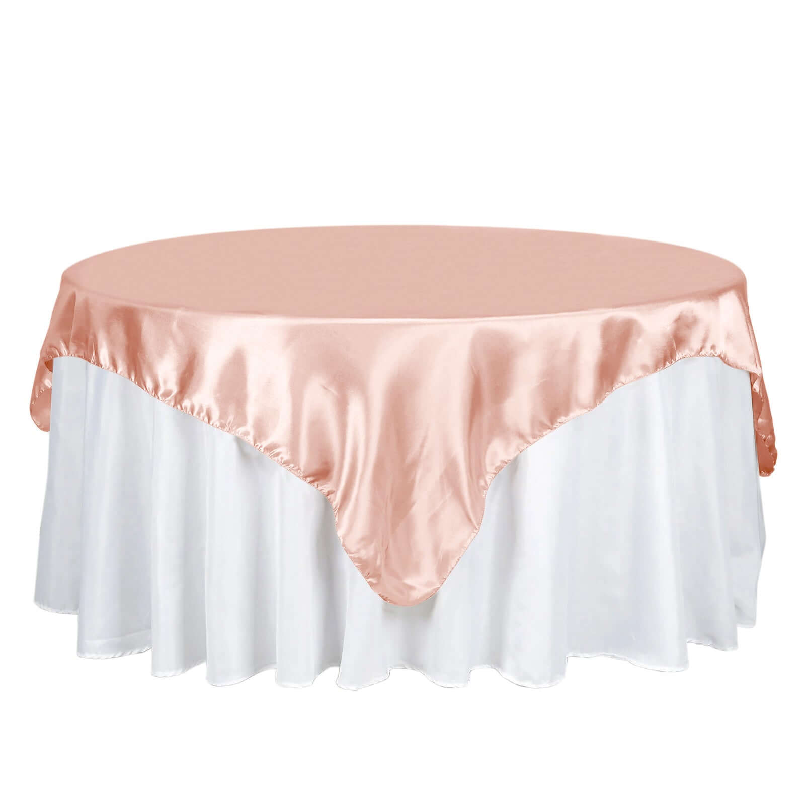 Dusty Rose Satin Square Table Overlay 72x72 - Smooth Finish Table Cover