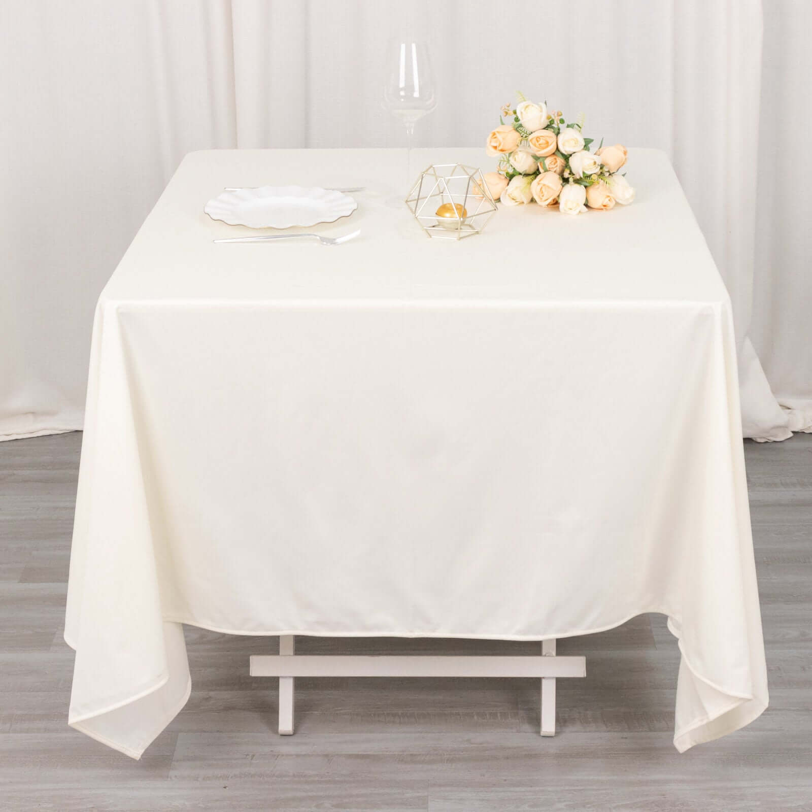 Exclusive Ivory 70x70 Wrinkle & Stain-Free Scuba Tablecloth - Premium Quality