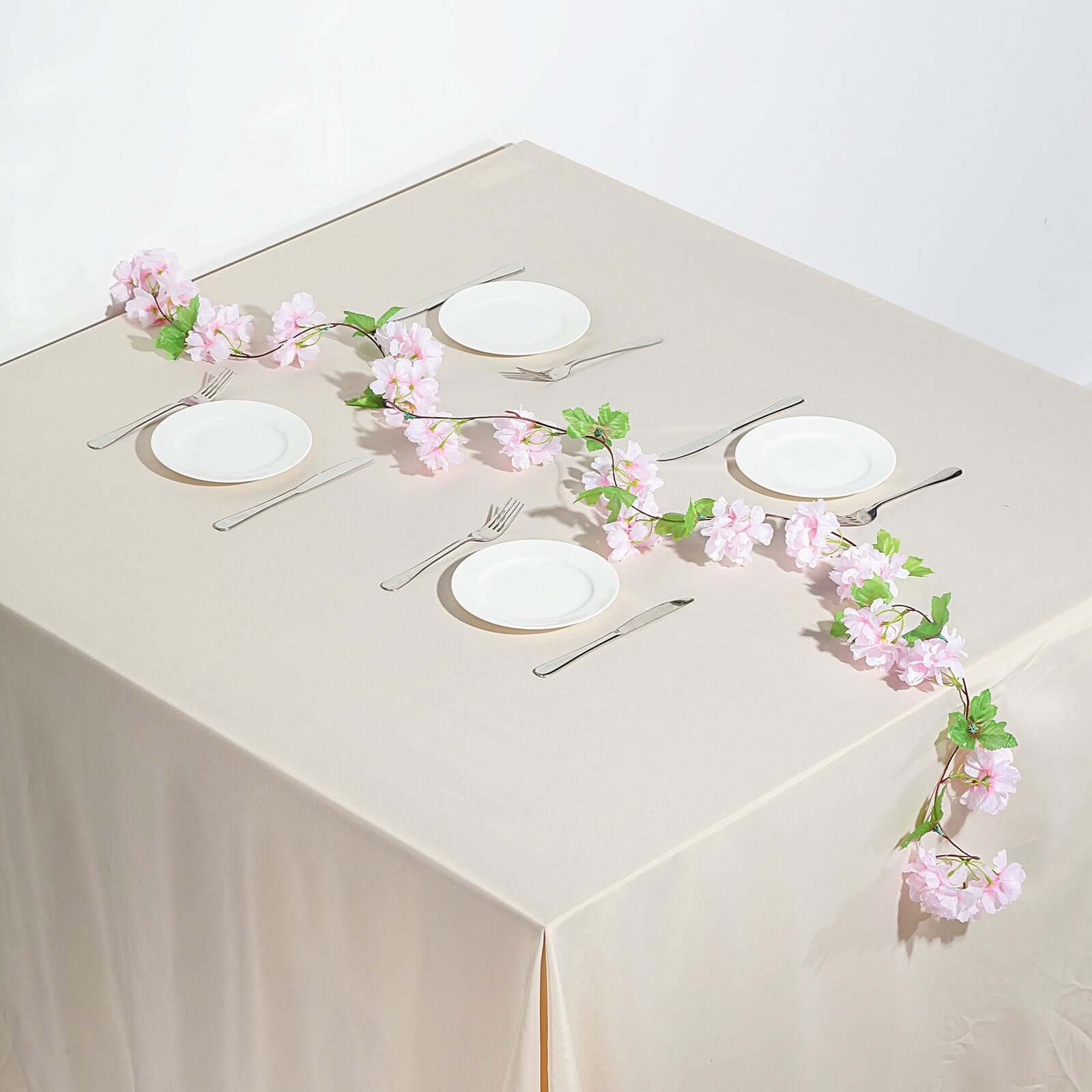 2-Pack 7-Foot Blush Artificial Cherry Blossom Flower Garland for Weddings and Decor