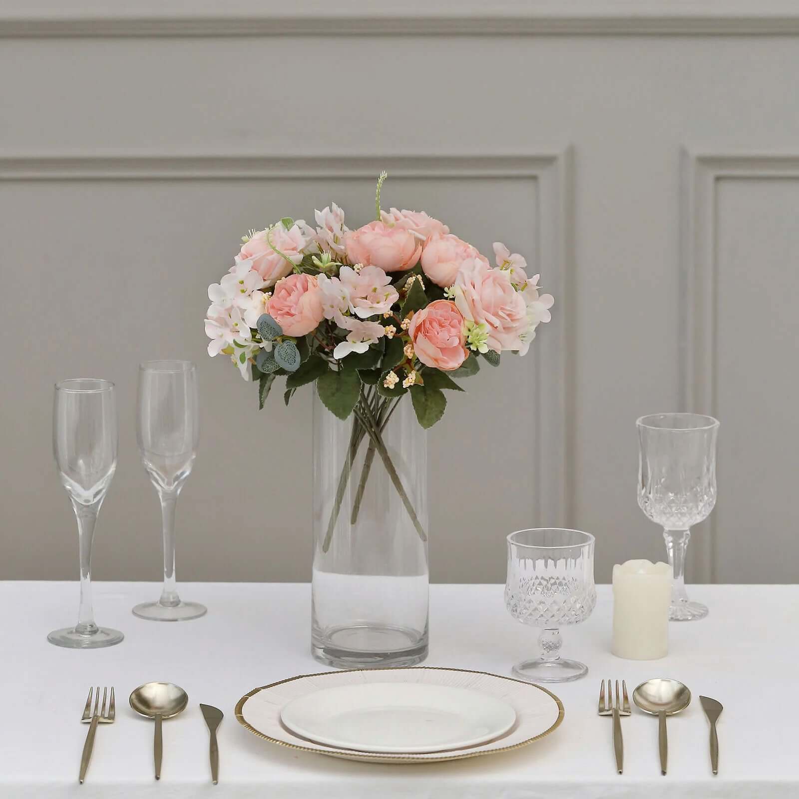 Hot Deal! 2 Pack Blush Silk Artificial Rose & Peony Floral Arrangements for Weddings and Home Decor