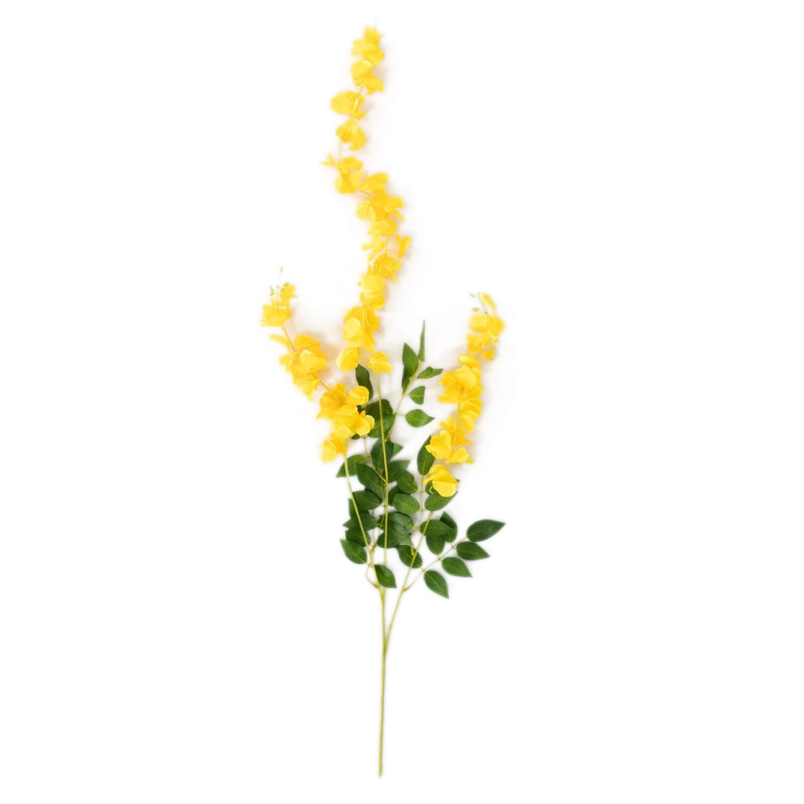 5-Pack Yellow Silk Wisteria Flower Garland Vines, 3 Hanging Strands per Bush, 44 Feet Long