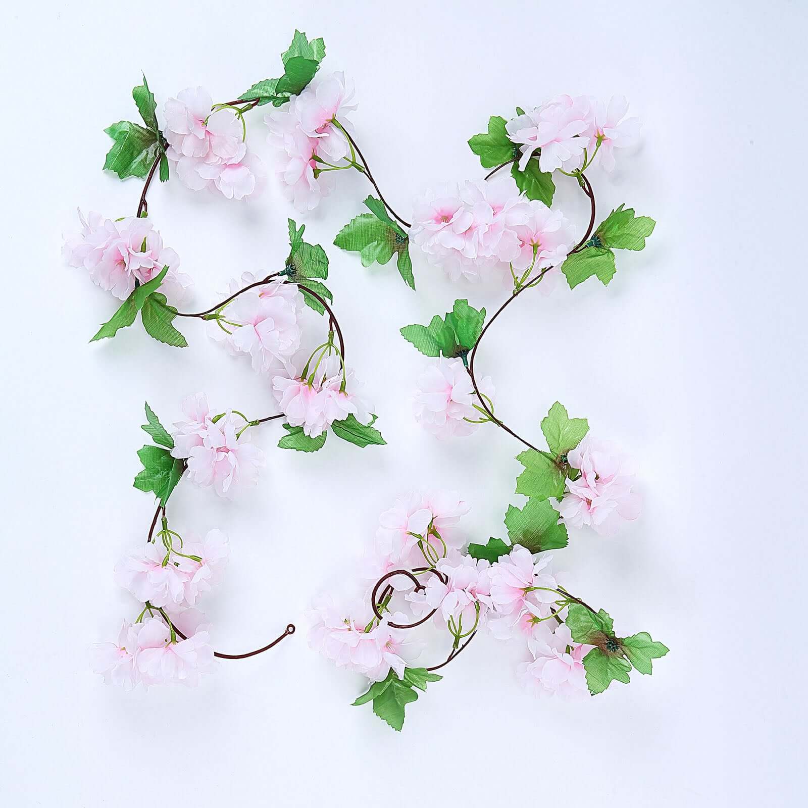 2-Pack 7-Foot Blush Artificial Cherry Blossom Flower Garland for Weddings and Decor