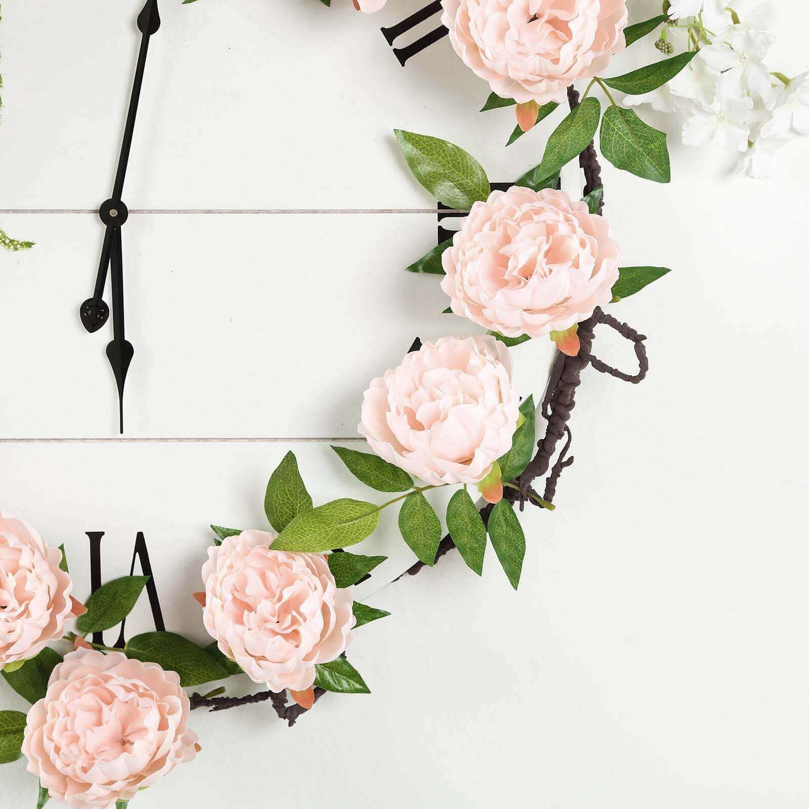6ft Blush Silk Faux Peony Hanging Flower Garland, Lifelike Vine