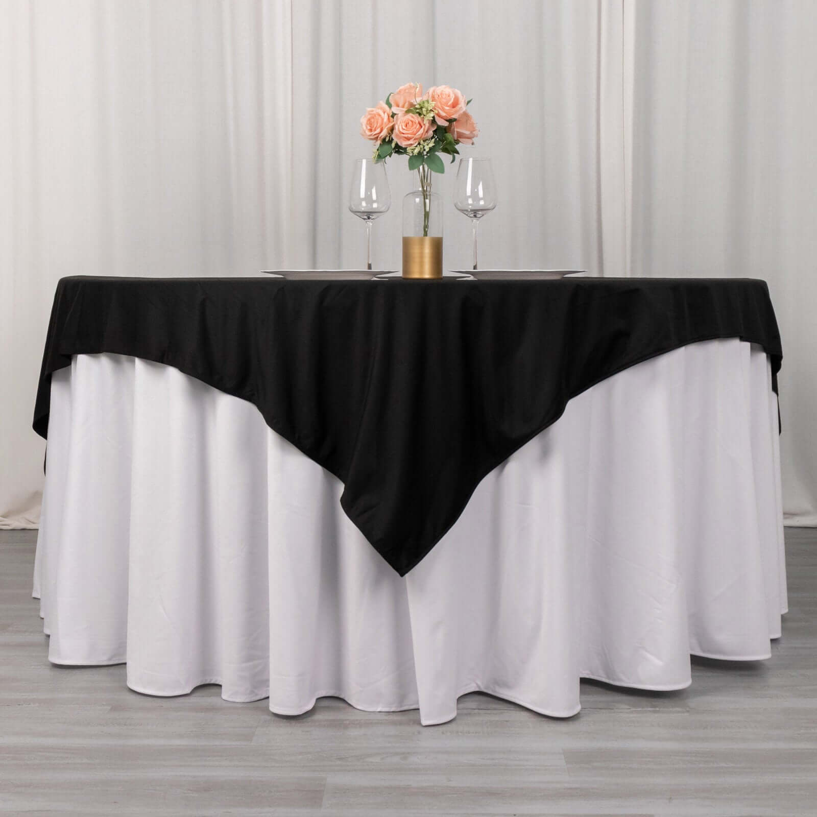 Black Premium 70x70 Scuba Table Overlay - Wrinkle-Free & Stain-Resistant