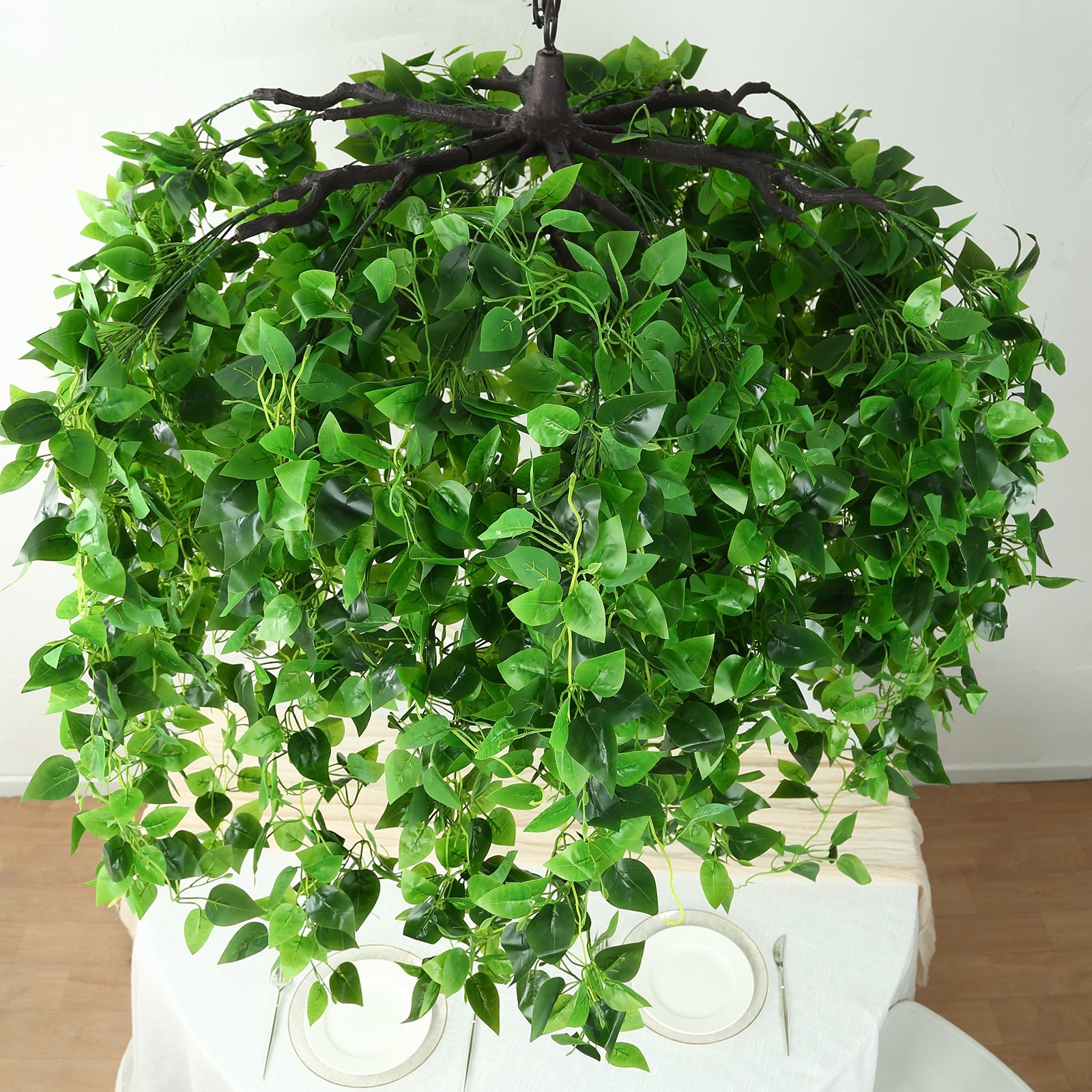 46-Inch Green Artificial Eucalyptus Ivy Leaf Canopy with Interchangeable Branches - Ideal for Decor