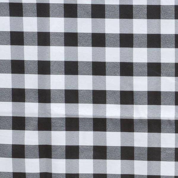 Hot! 108" Polyester Round Checkered Buffalo Plaid White/Black Tablecloth