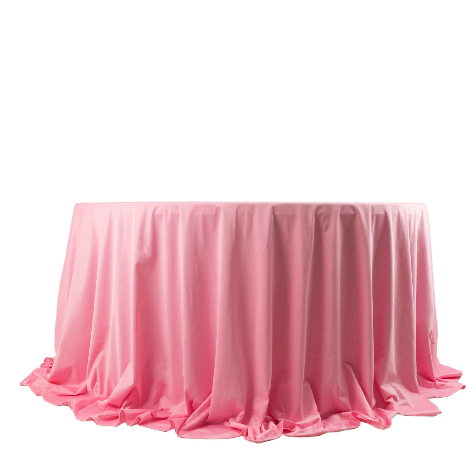 Pink 132' Round Premium Scuba Tablecloth - Wrinkle & Stain Free Seamless Cover