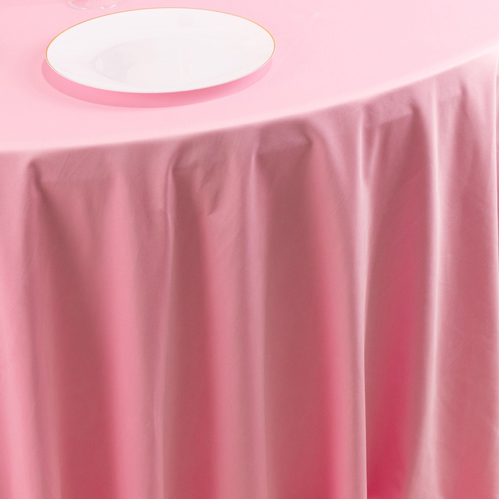 Pink 132' Round Premium Scuba Tablecloth - Wrinkle & Stain Free Seamless Cover