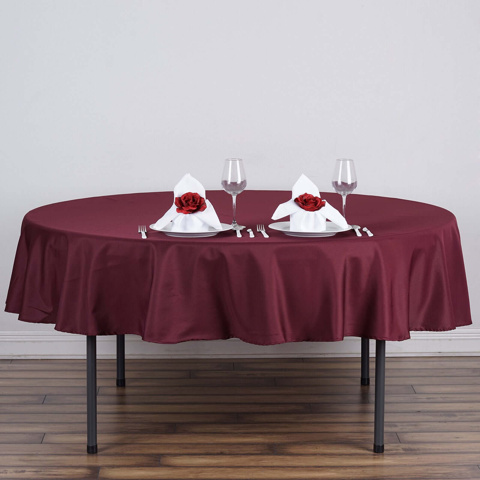 Durable & Wrinkle-Free 70-Inch Burgundy Polyester Round Tablecloth