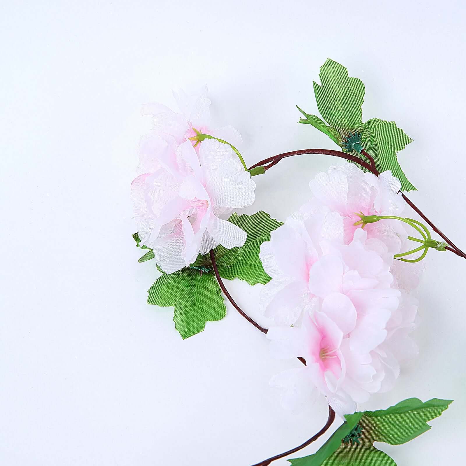 2-Pack 7-Foot Blush Artificial Cherry Blossom Flower Garland for Weddings and Decor