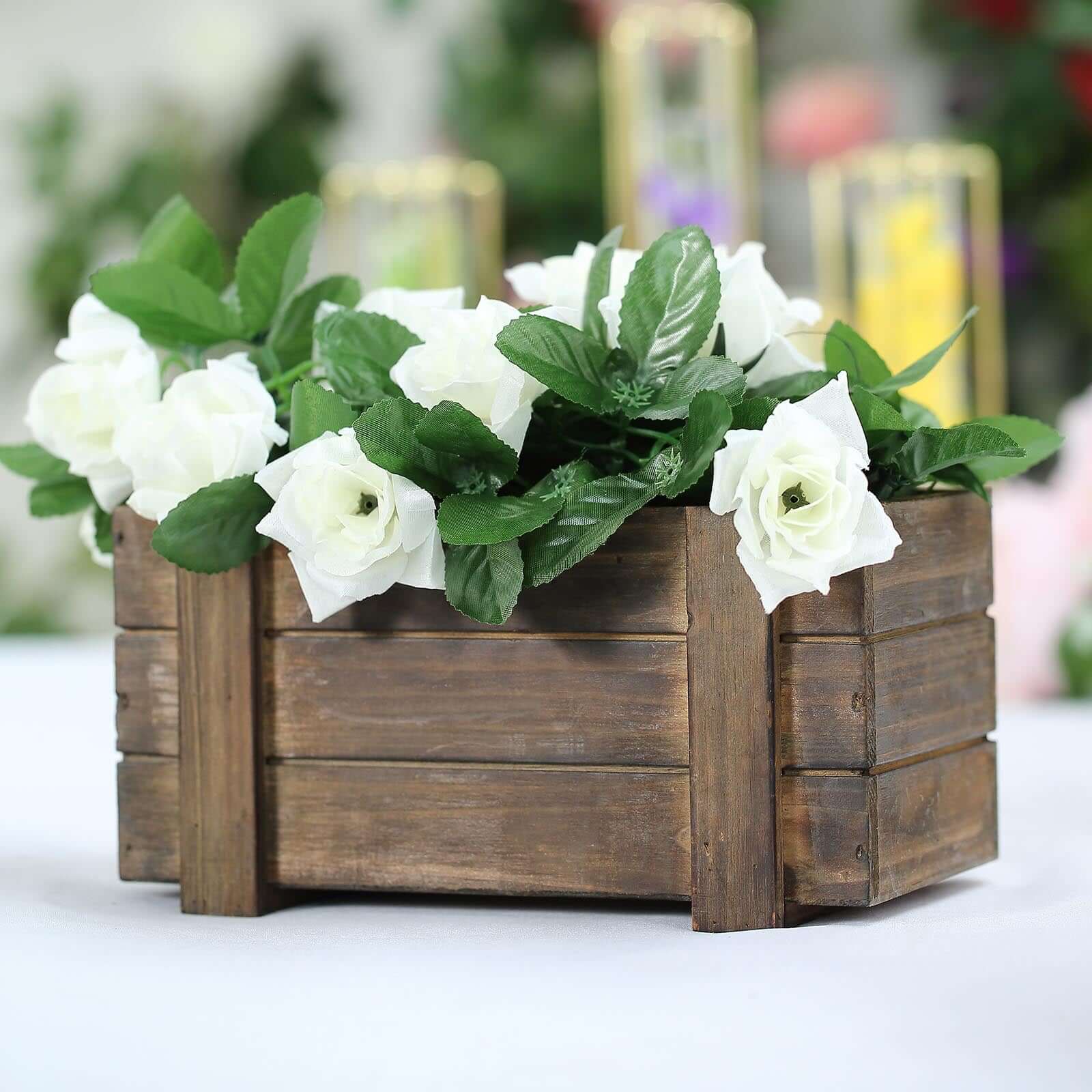 Hot Deal! 2-Pack Smoked Brown Rustic Wood Planter Boxes - Ideal Natural Decor for Weddings, 10x5