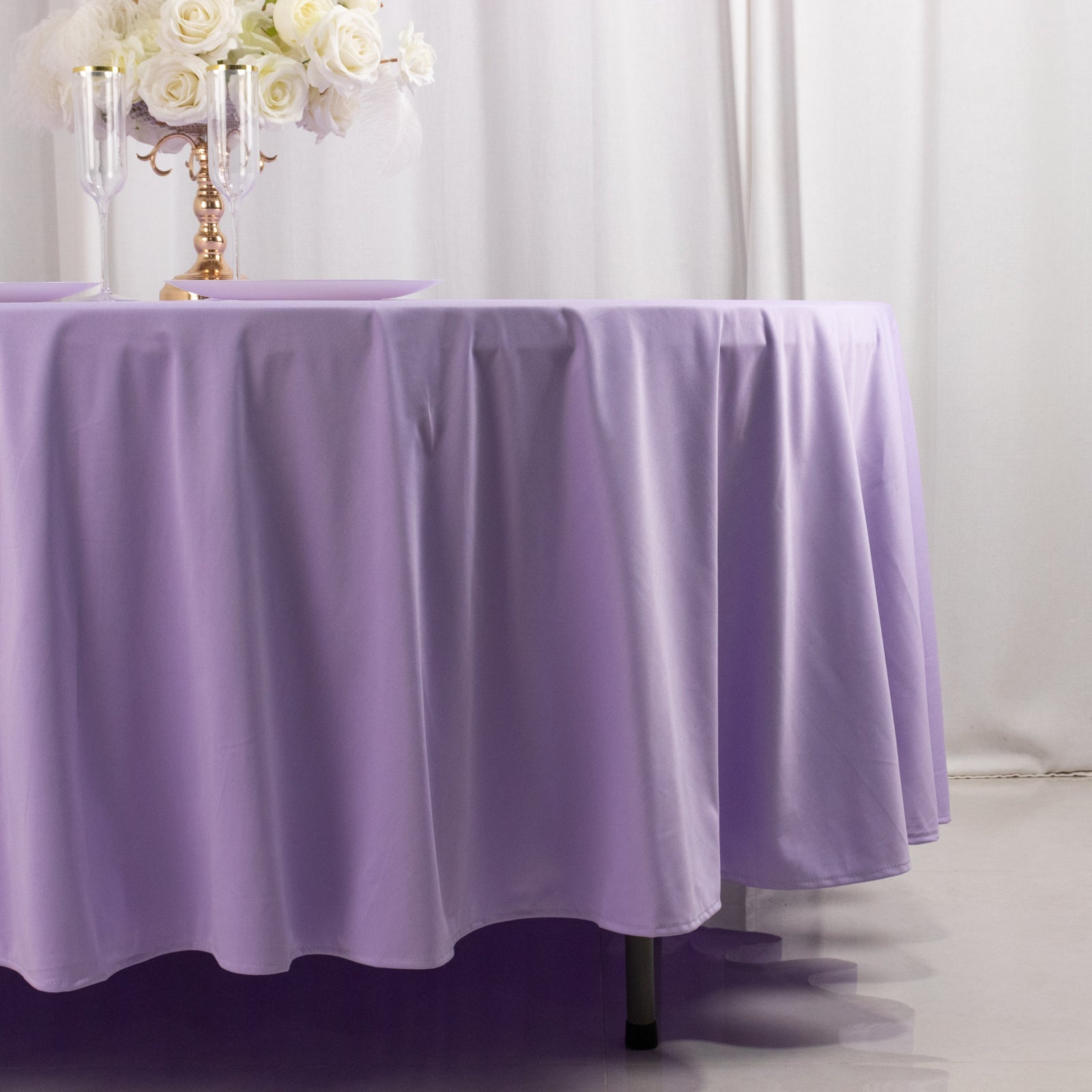 Hot! Premium Wrinkle & Stain-Free Lavender Lilac 108" Scuba Round Tablecloth