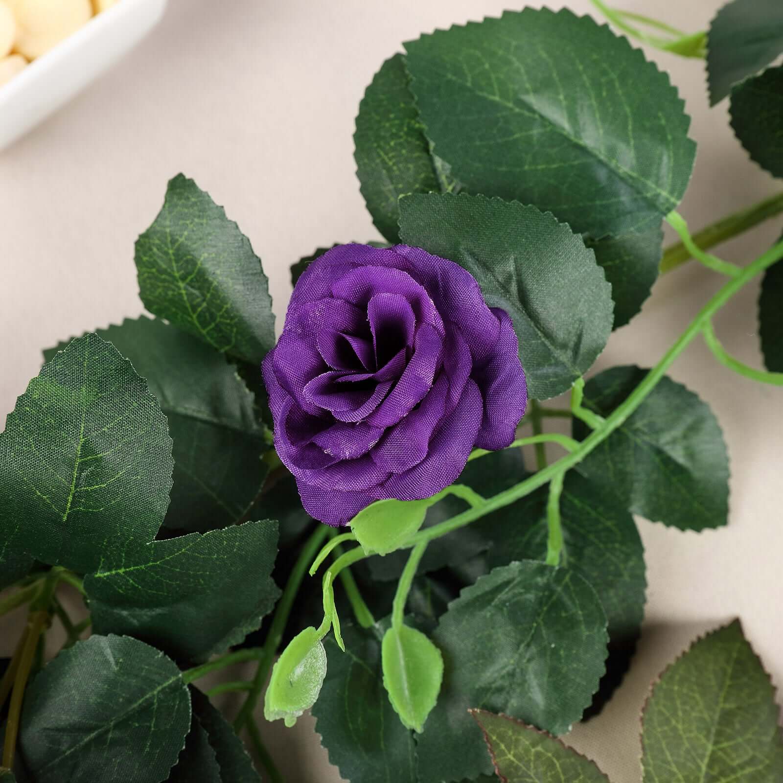 20-Piece Purple Silk Artificial Rose Garland, 6ft, Ideal for Decor