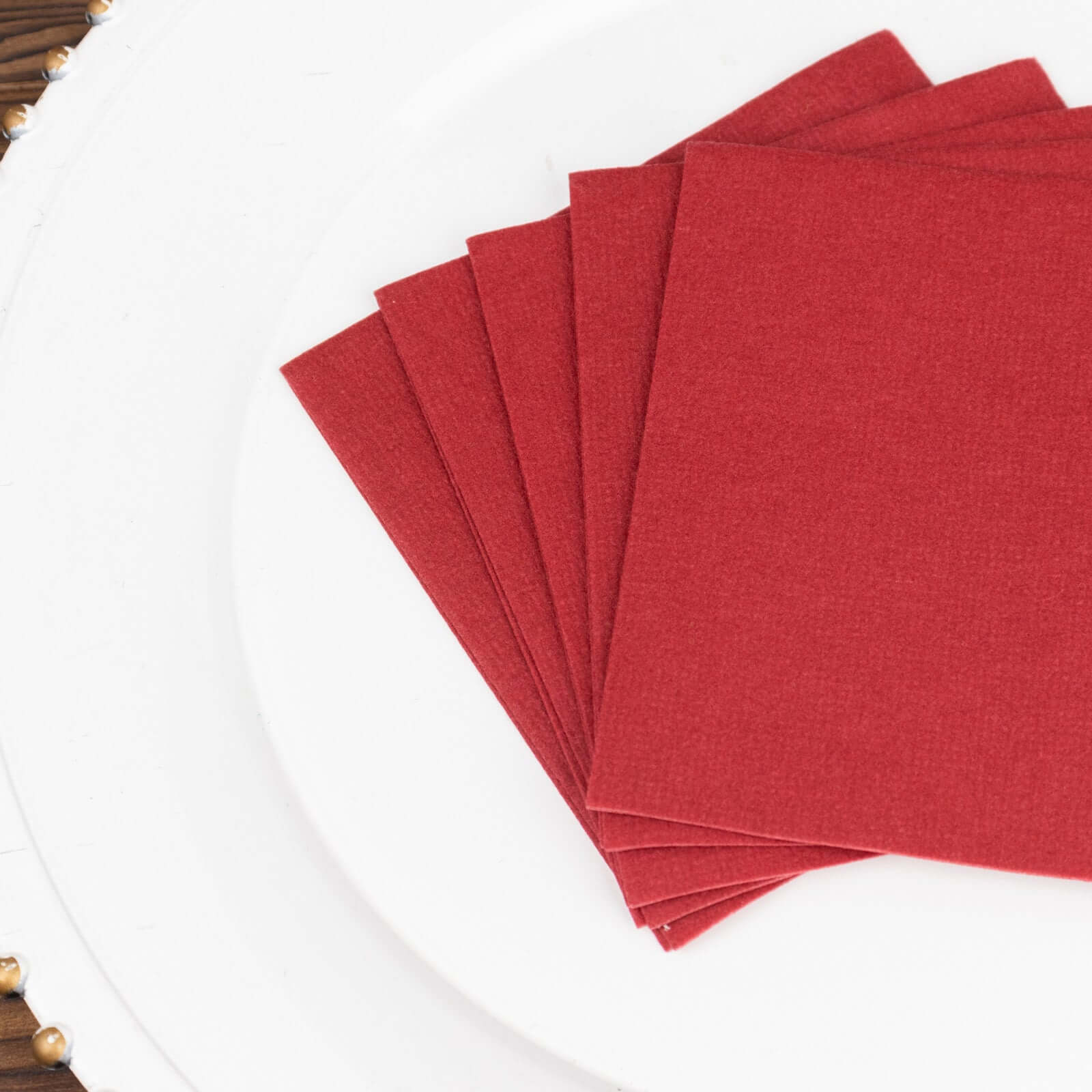 20-Pack Highly Absorbent Burgundy 5x5 Linen-Like Airlaid Napkins - Ideal for Events