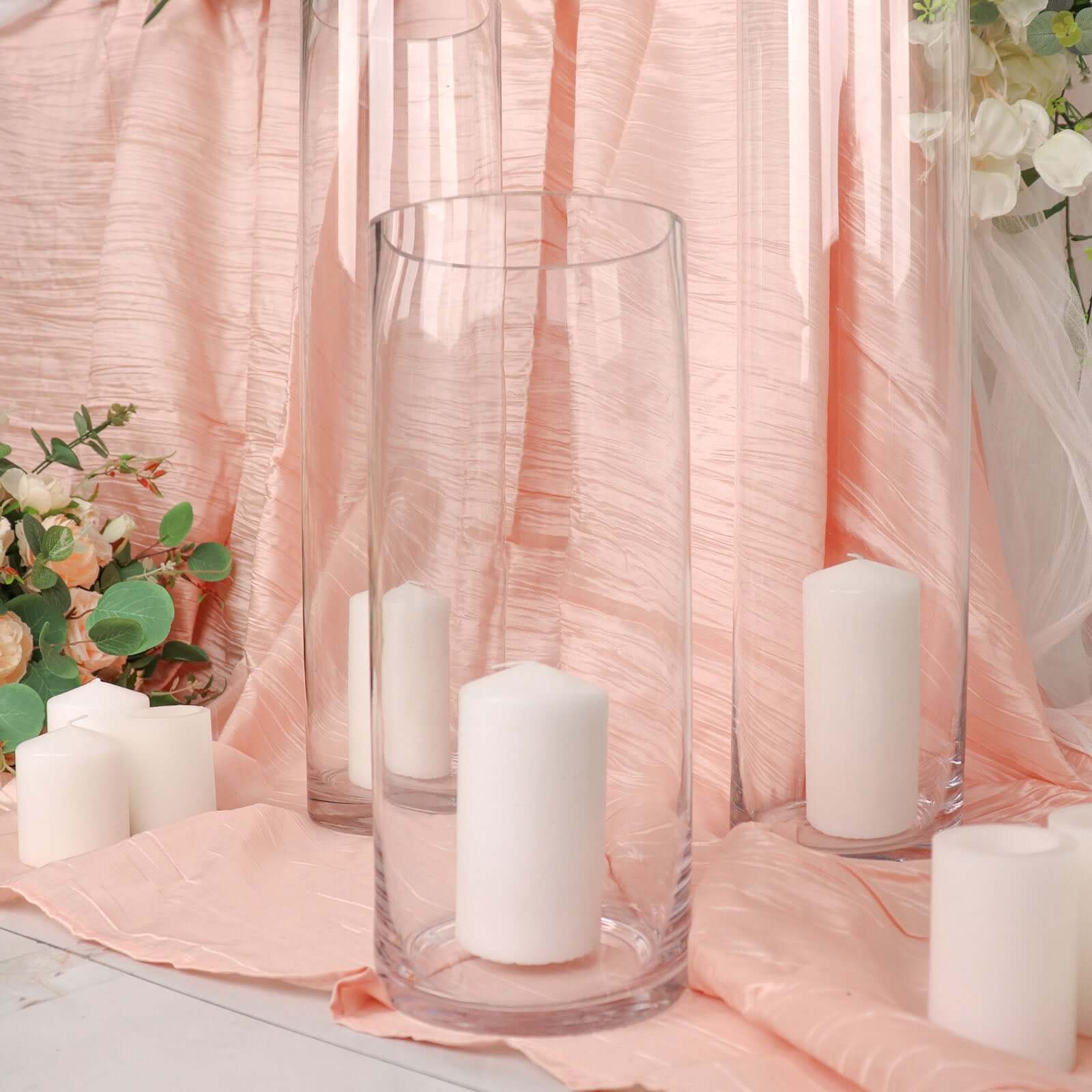 6-Pack Heavy Duty Clear Glass Cylinder Flower Vases - Ideal for Weddings