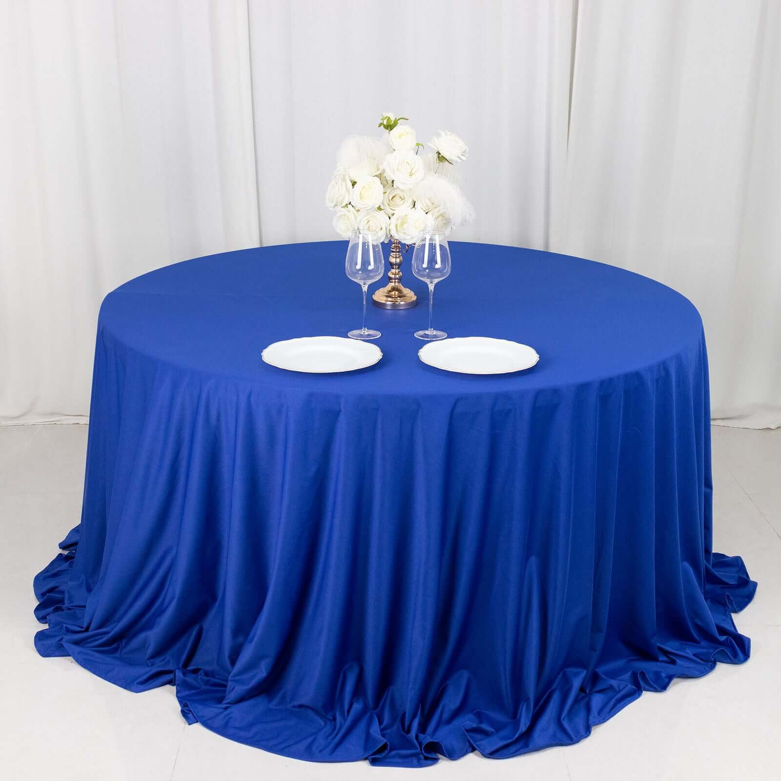 Exclusive Royal Blue 132' Scuba Round Tablecloth - Wrinkle & Stain Free