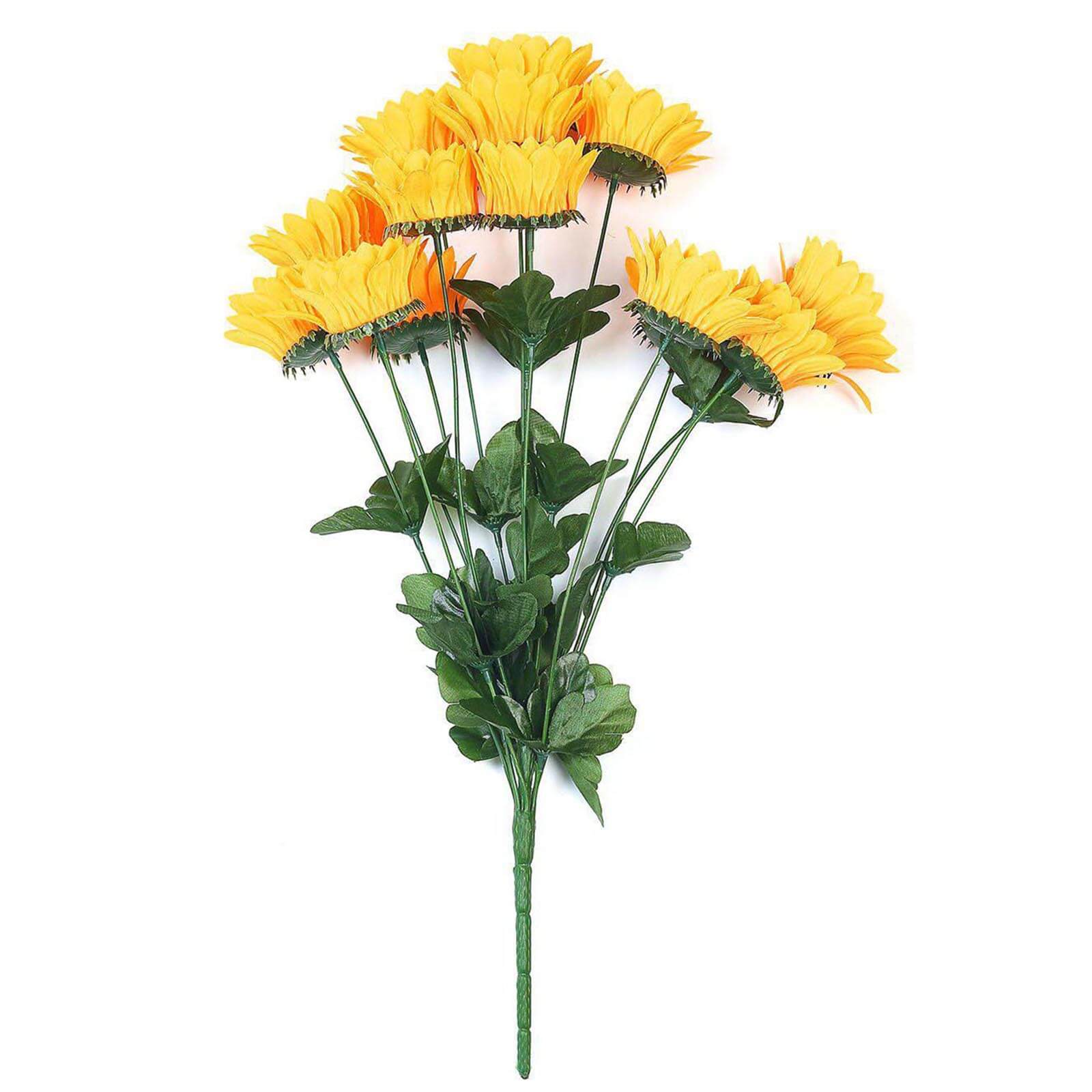 70 Yellow Artificial Silk Sunflowers in 5 Bushes for Vase Decoration