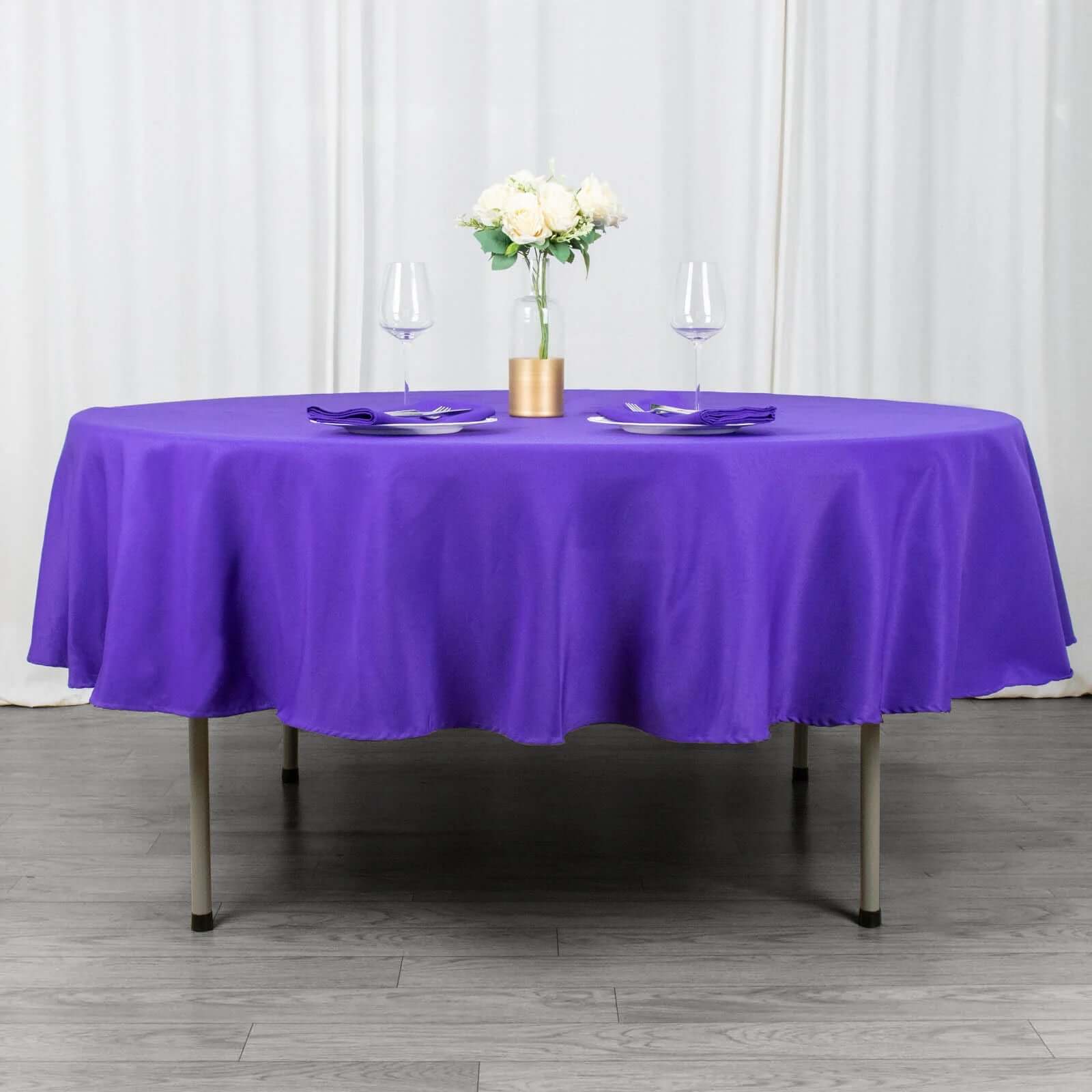 90-Inch Purple Premium Polyester Round Tablecloth - 220GSM, Stain & Wrinkle Resistant