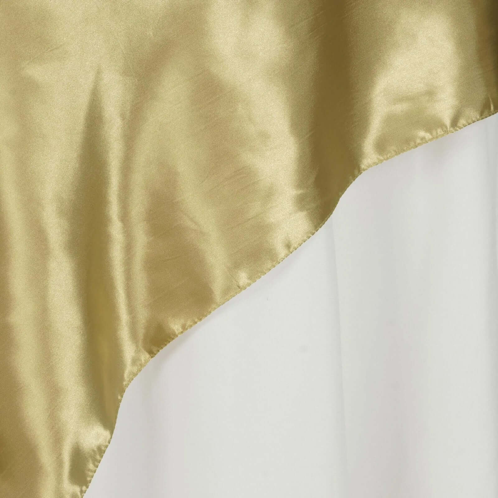 Champagne Satin 90x90 Square Table Overlay with Smooth Finish