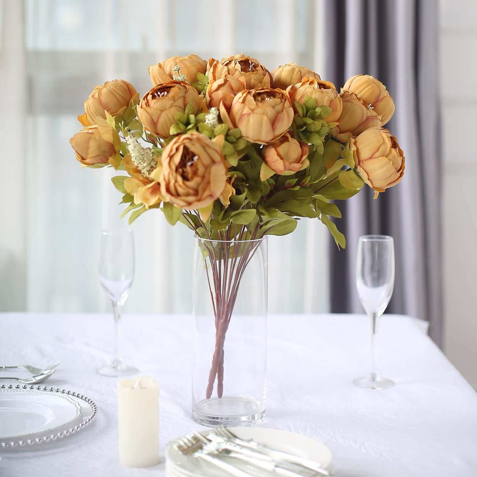 Hot Deal! 2 Pack 19" Gold Artificial Peony Flower Wedding Bouquets
