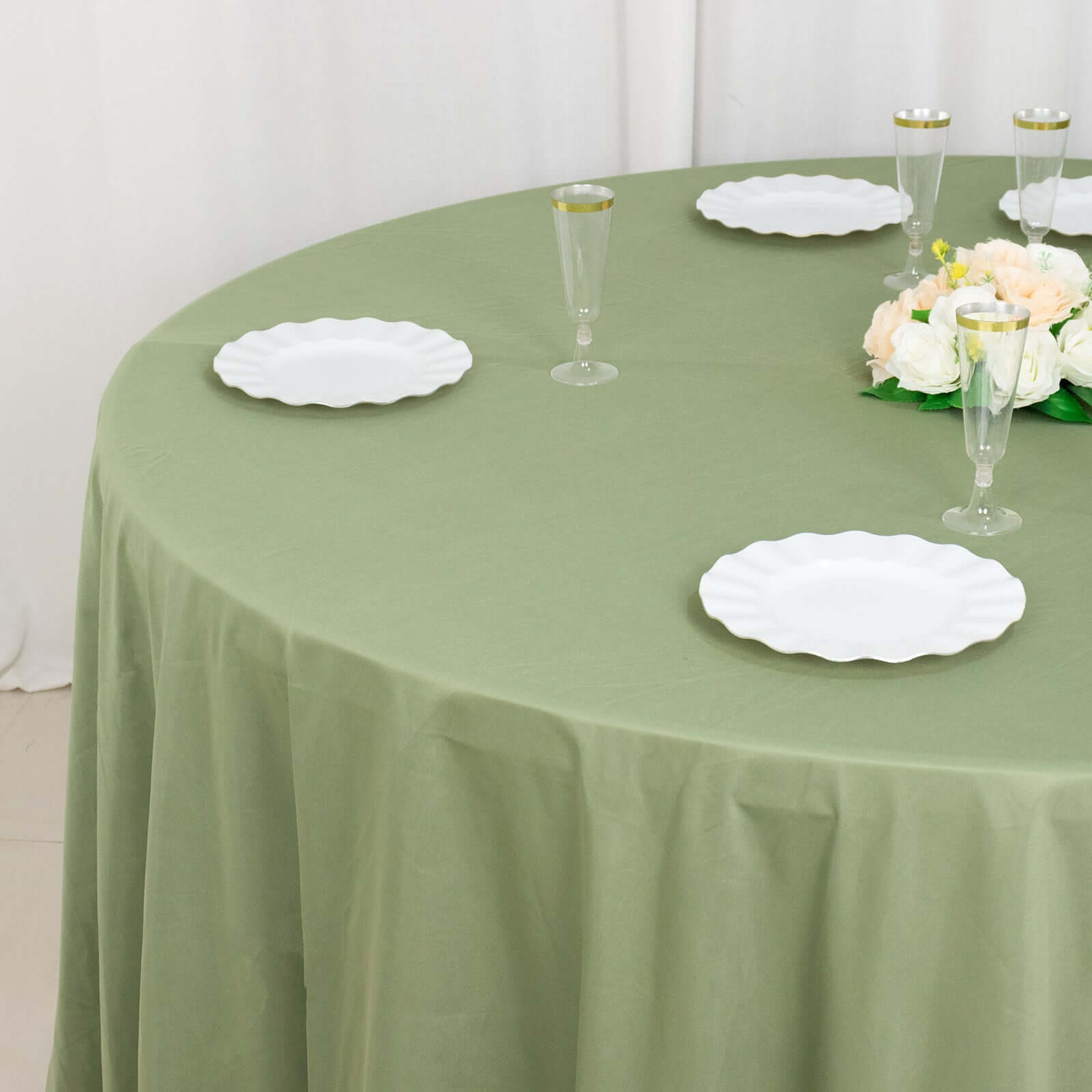 Exclusive Premium 120' Round Scuba Tablecloth in Dusty Sage Green - Wrinkle & Stain Free