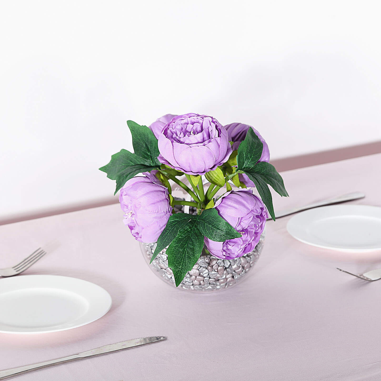 Lavender Lilac Artificial Silk Peony Spray with 5 Flower Heads