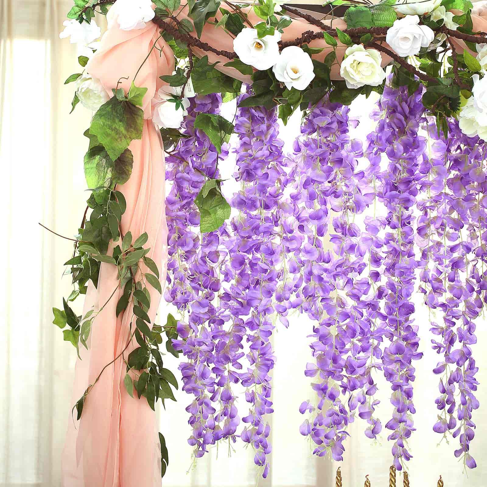 Stunning 42' Silk Lavender Lilac Wisteria Garland - 5 Strands