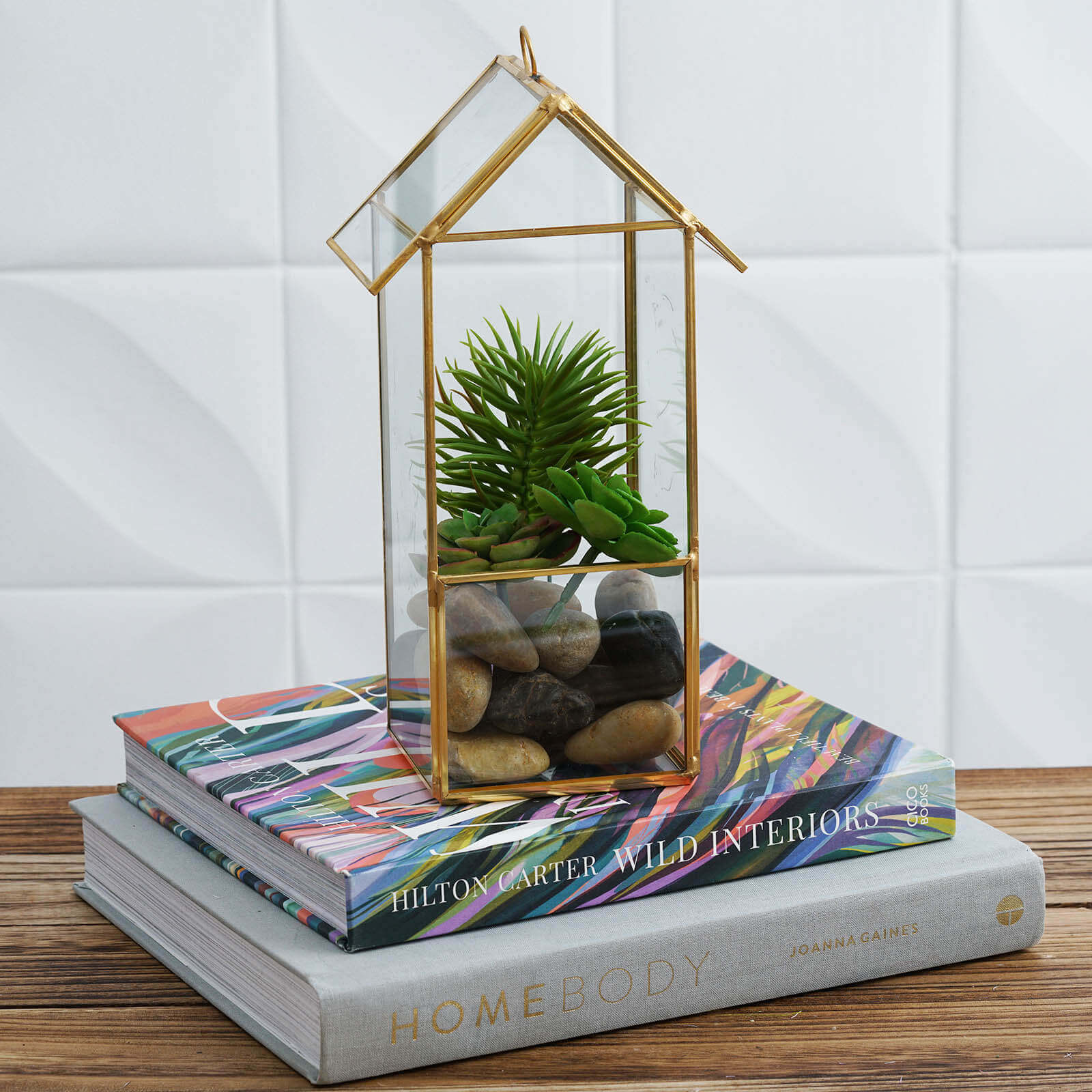 Versatile Gold Metal Frame Glass Hanging Terrarium for Air Plants and Displays