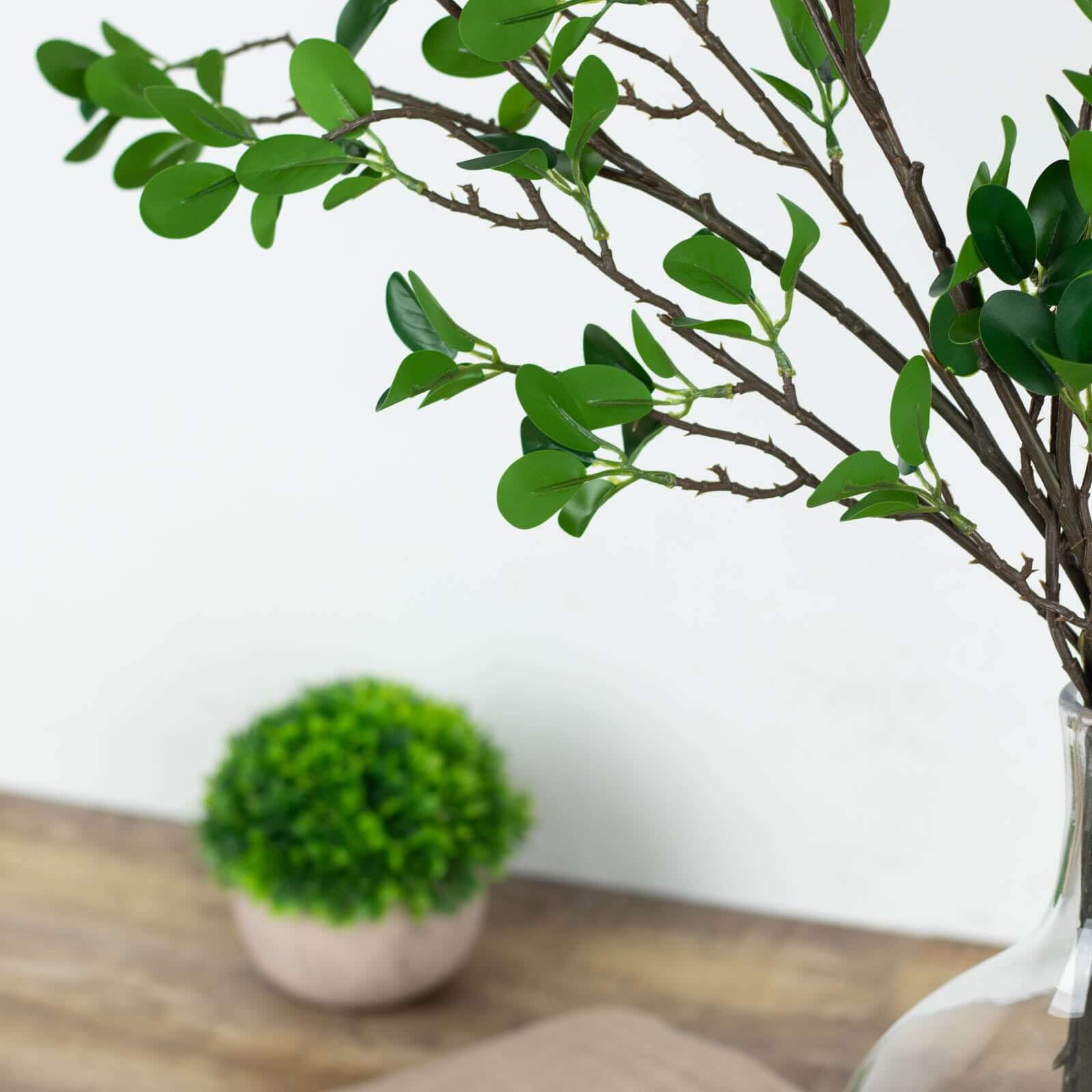 3-Pack 43" Faux Ficus Green Leaf Branches - Realistic & Flexible