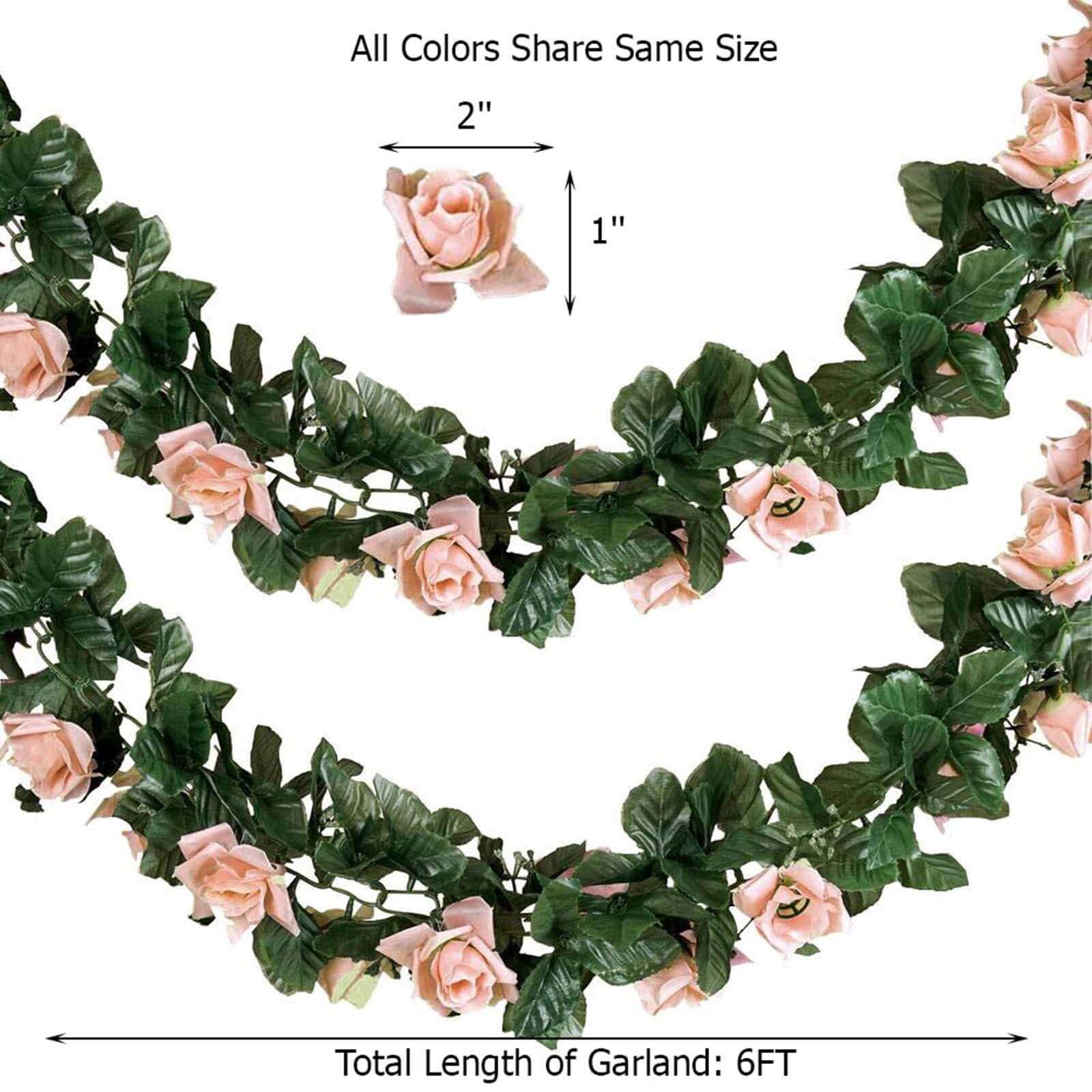 6ft UV-Protected Turquoise Artificial Silk Rose Garland - Ideal for Decor