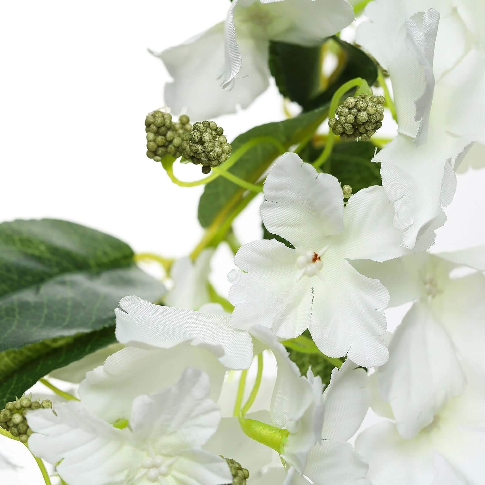 Get 4 Artificial Silk Peegee Hydrangea Flower Branches, 41 Inches Tall, White Dual - Tone
