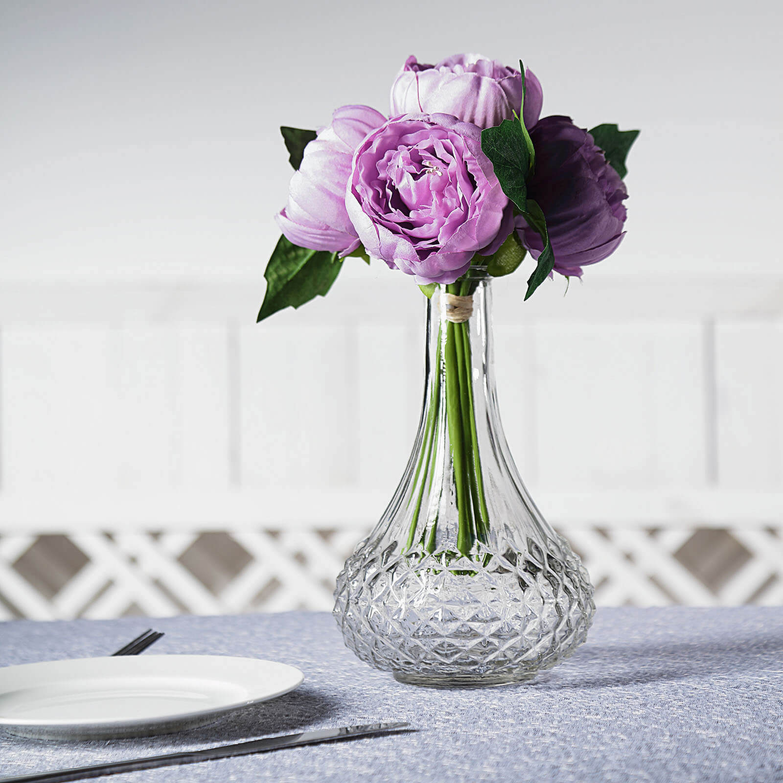 Lavender Lilac Artificial Silk Peony Spray with 5 Flower Heads