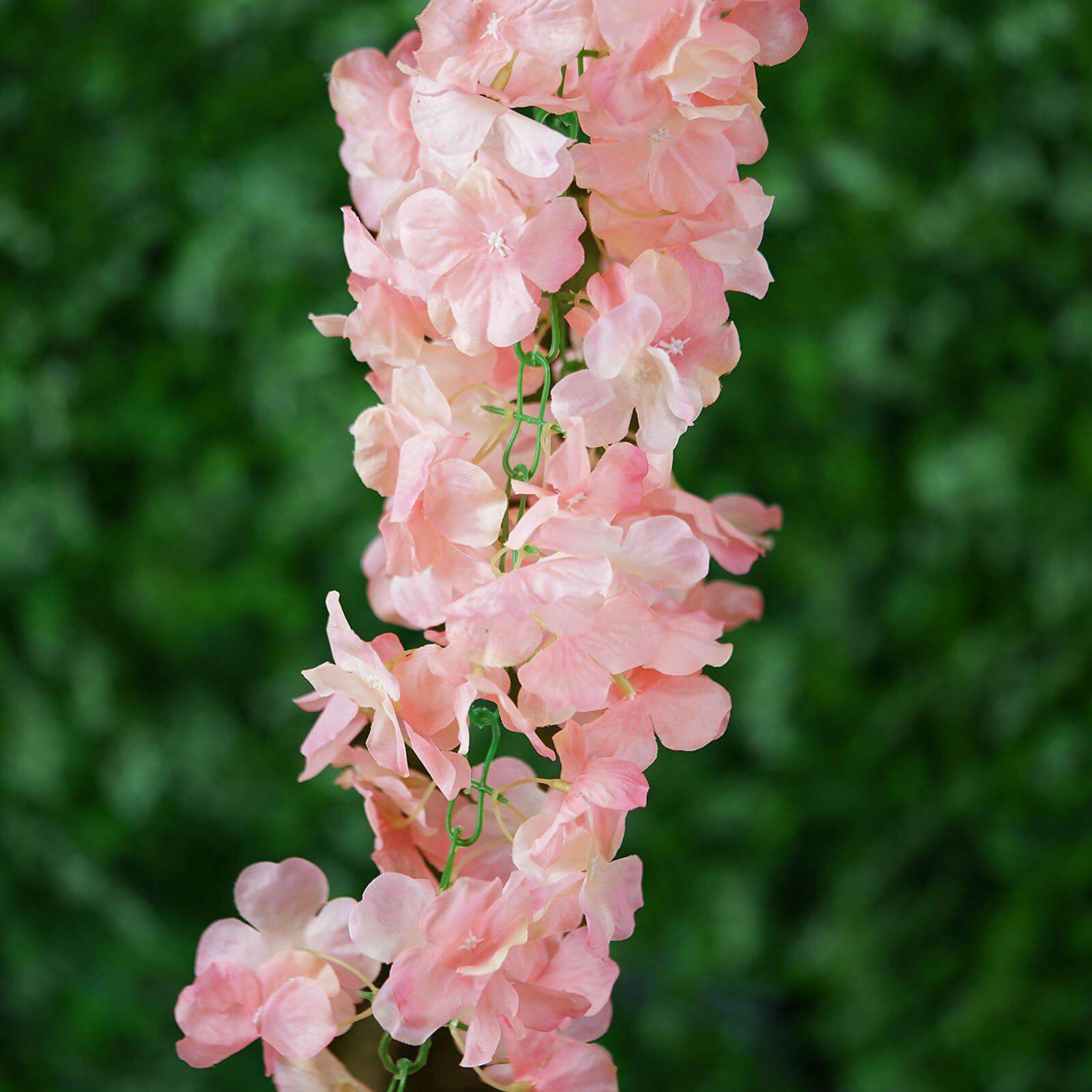 7ft Blush Silk Hydrangea Hanging Garland - Perfect Decor!