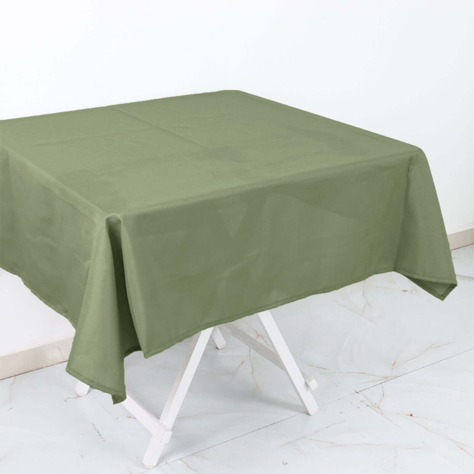 Wrinkle-Resistant & Durable 54x54 Polyester Square Tablecloth in Dusty Sage Green