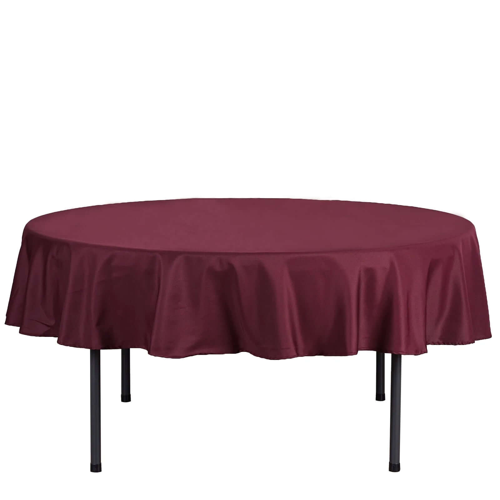 Durable & Wrinkle-Free 70-Inch Burgundy Polyester Round Tablecloth
