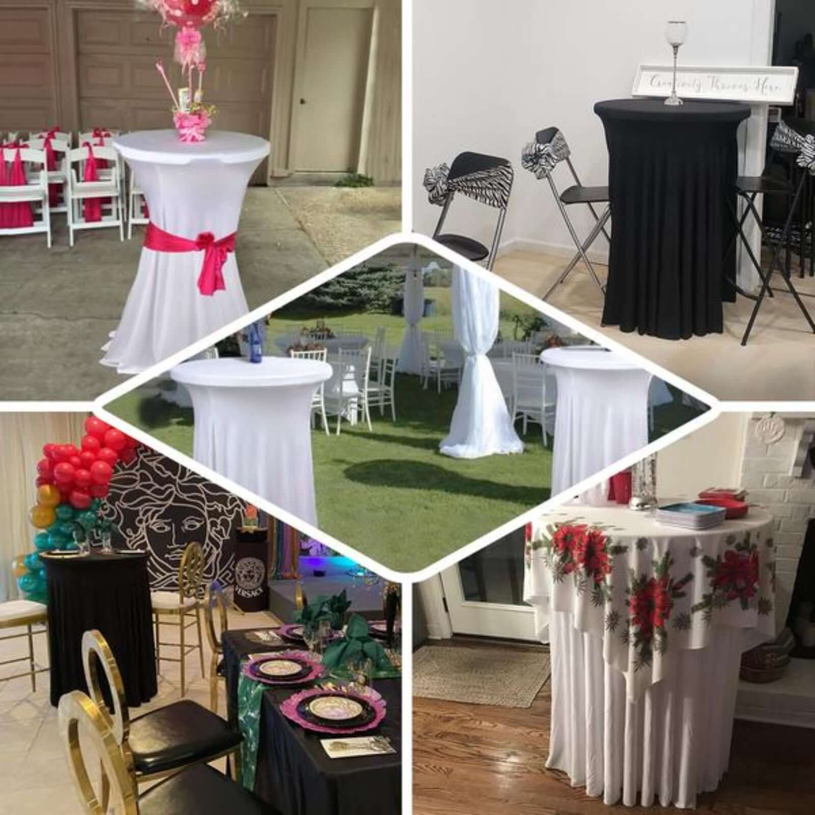 Hot Deal! Red Heavy Duty Spandex Wavy Cocktail Table Cover