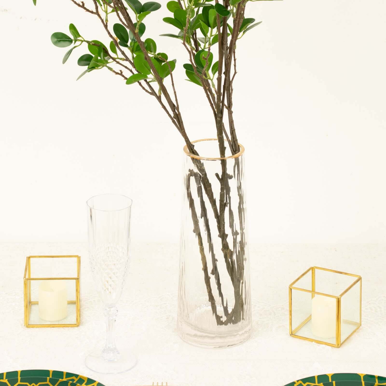 3-Pack 43" Faux Ficus Green Leaf Branches - Realistic & Flexible