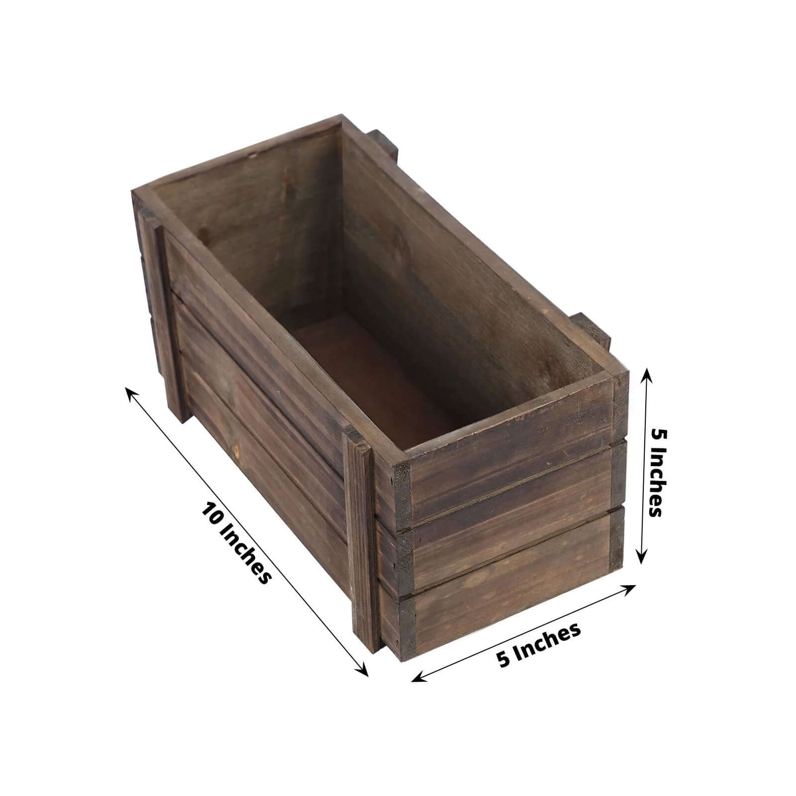 Hot Deal! 2-Pack Smoked Brown Rustic Wood Planter Boxes - Ideal Natural Decor for Weddings, 10x5