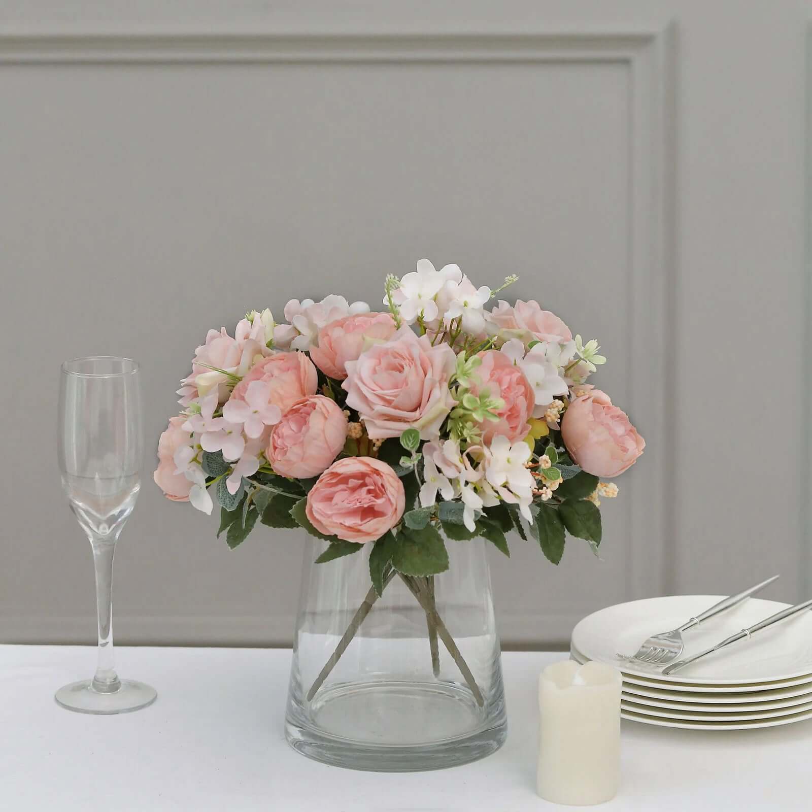 Hot Deal! 2 Pack Blush Silk Artificial Rose & Peony Floral Arrangements for Weddings and Home Decor