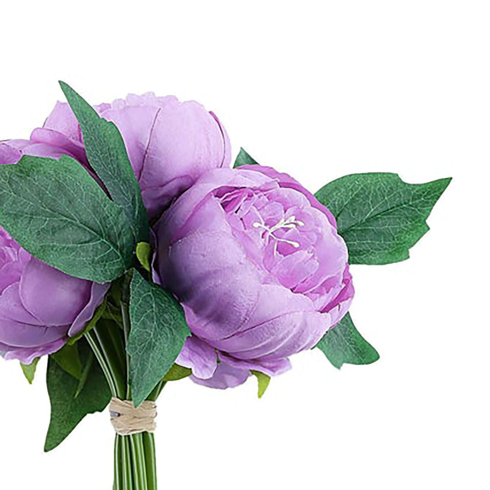 Lavender Lilac Artificial Silk Peony Spray with 5 Flower Heads