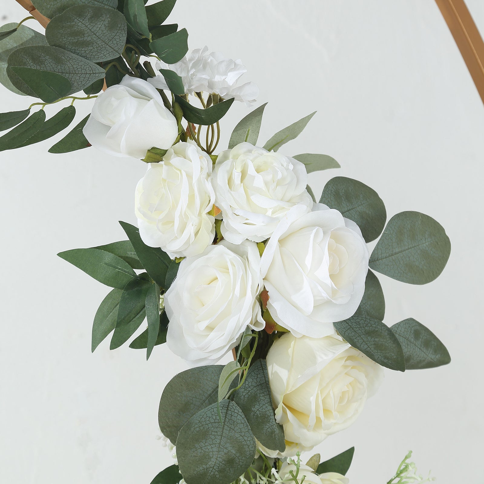 Special Offer: Set of 2 Artificial White Silk Rose and Eucalyptus Leaf Floral Swags for Party Decor