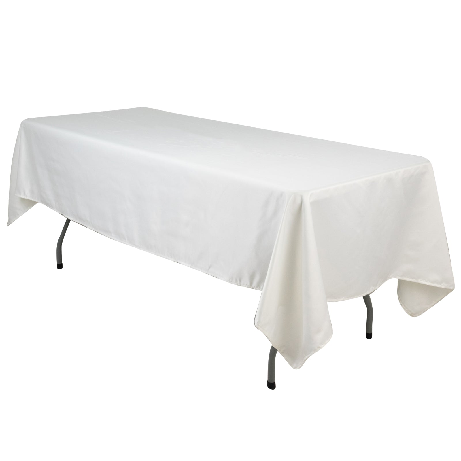 Ivory Lamour Satin Rectangle Tablecloth 60x102 - Durable & Soft, Ideal for Events