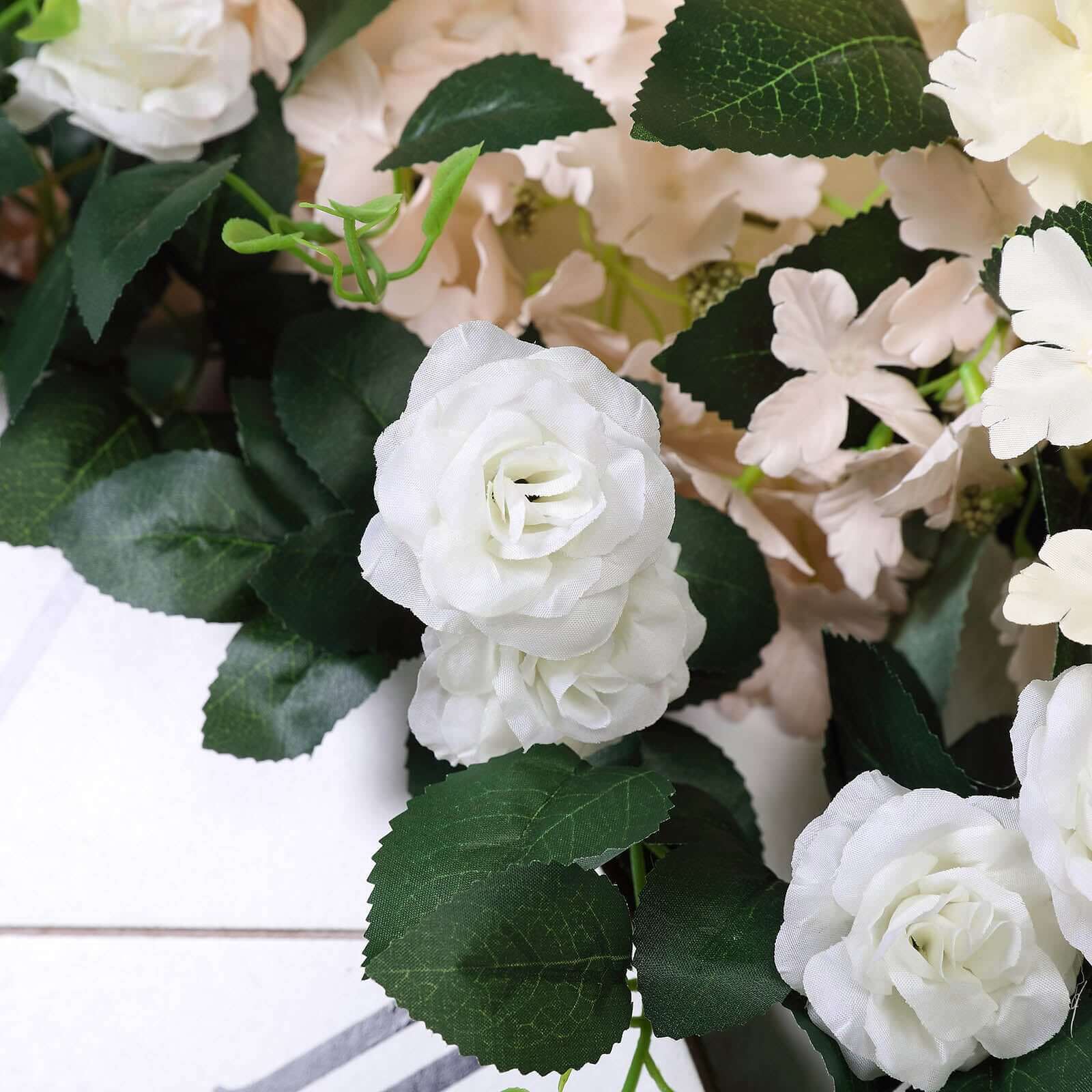 Hot Sale! 6ft Cream Artificial Silk Rose Flower Garland with 20 Roses