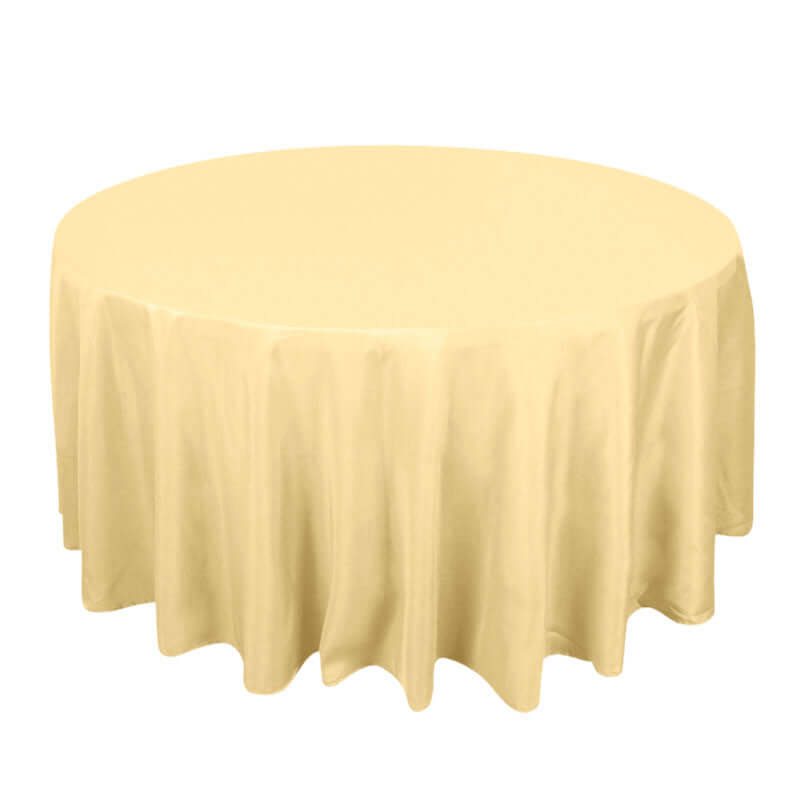 Hot! Seamless 220GSM Wrinkle-Resistant Champagne 120 Round Premium Polyester Tablecloth