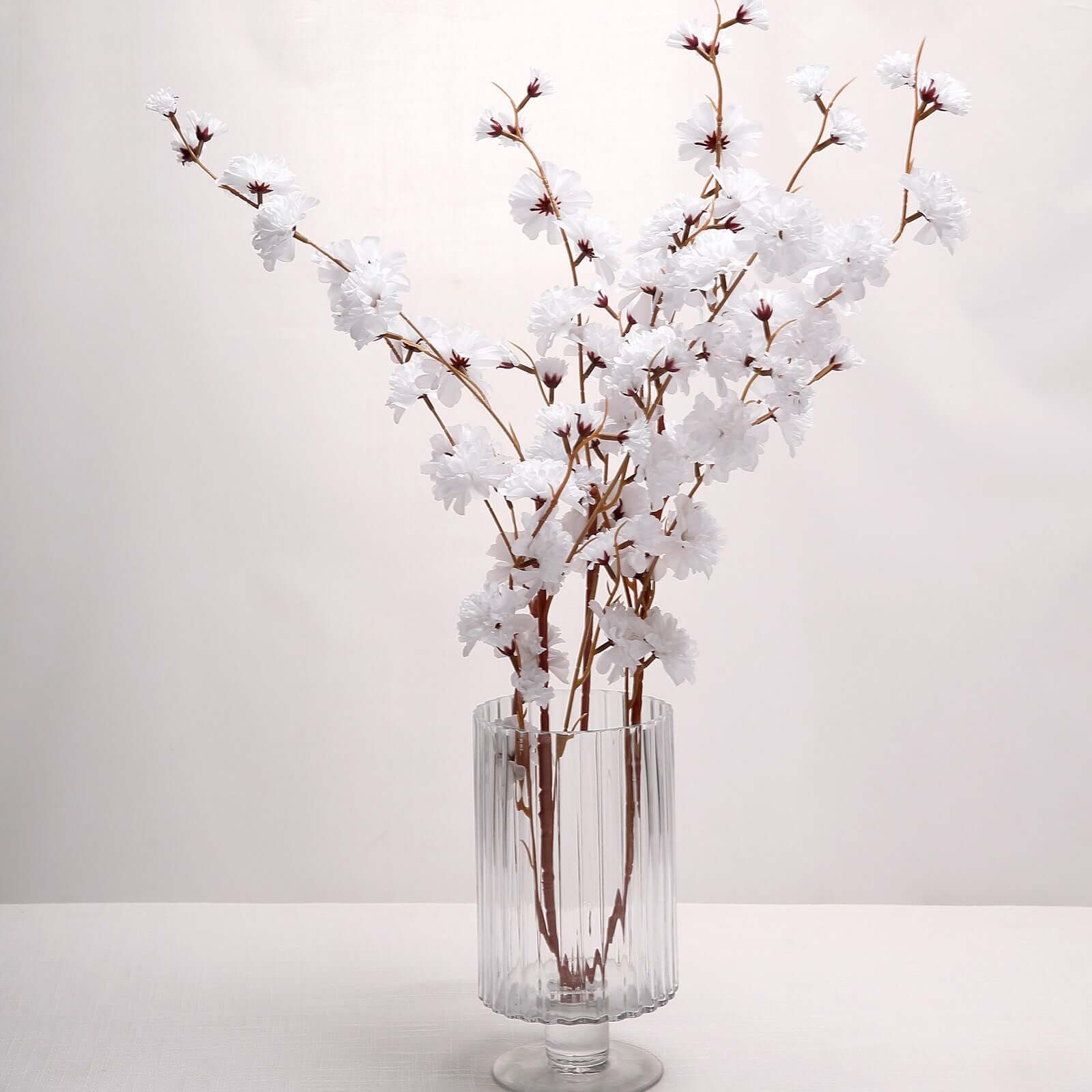 2 Branches 42 Tall White Artificial Silk Carnation Flower Stems