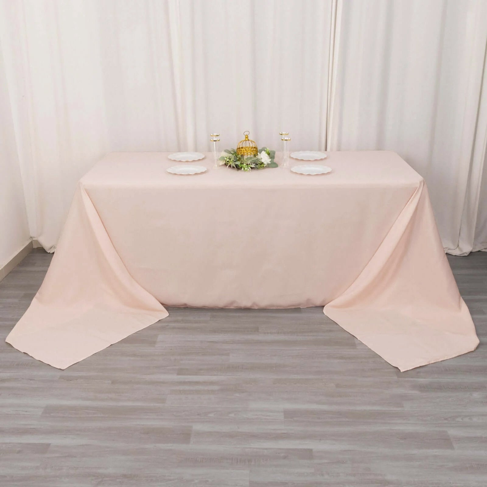 Hot Sale! Seamless 220GSM Stain-Resistant Premium Polyester Rectangle Tablecloth in Blush (90x156)