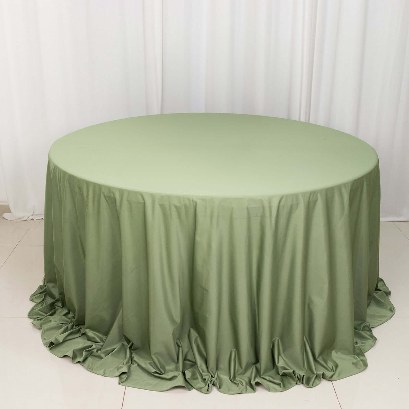 Dusty Sage Green 132' Round Scuba Tablecloth - Wrinkle & Stain Resistant