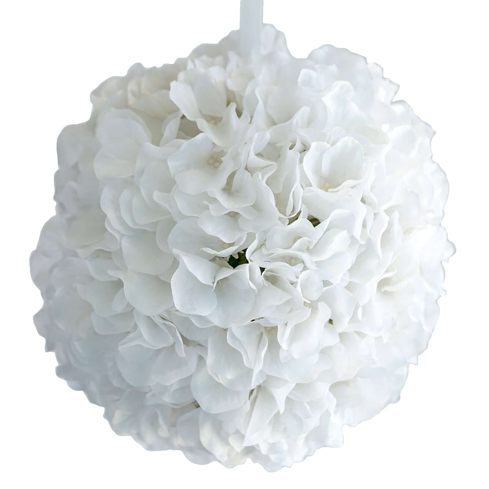 Set of 4 White Artificial Silk Hydrangea Kissing Flower Balls, 7-Inch Diameter