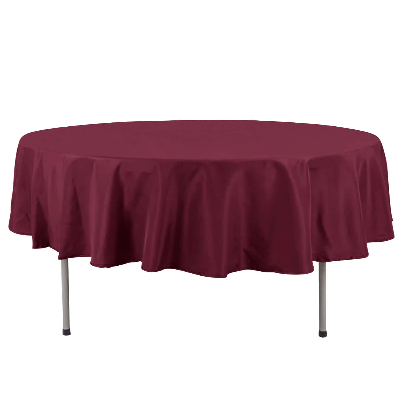 Hot Sale! 90-Inch Burgundy Premium Polyester Round Tablecloth - Stain & Wrinkle Resistant